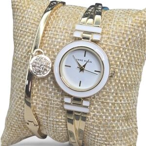 Anne Klein Gold and White Watch Set